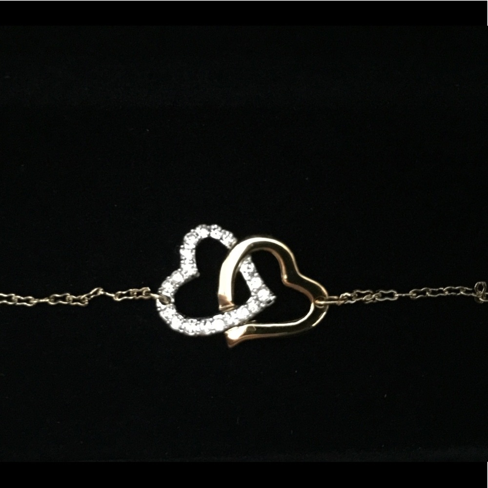 New Swarovski Gold and Crystal Heart Bracelet